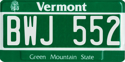 VT license plate BWJ552