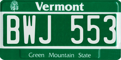 VT license plate BWJ553