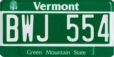 VT license plate BWJ554