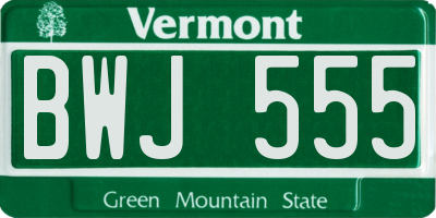VT license plate BWJ555
