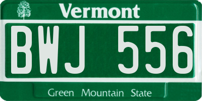 VT license plate BWJ556