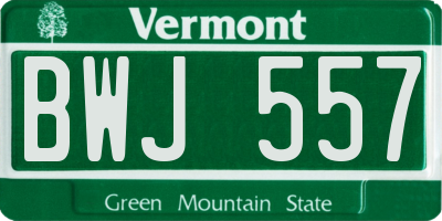 VT license plate BWJ557