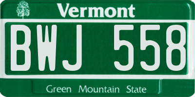 VT license plate BWJ558