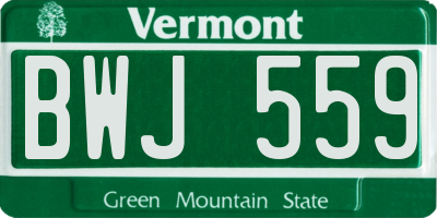 VT license plate BWJ559