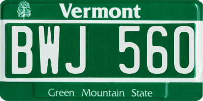 VT license plate BWJ560