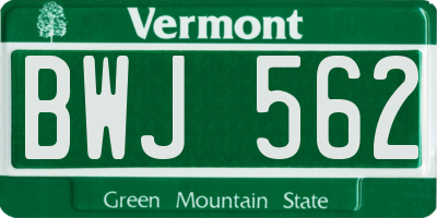 VT license plate BWJ562