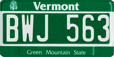 VT license plate BWJ563