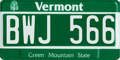 VT license plate BWJ566
