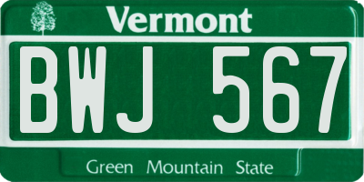 VT license plate BWJ567