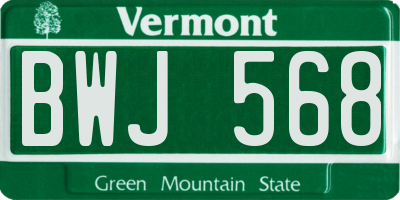 VT license plate BWJ568