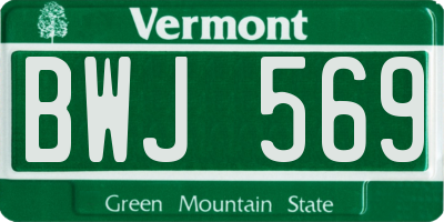 VT license plate BWJ569