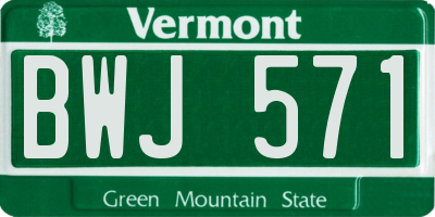 VT license plate BWJ571