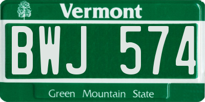 VT license plate BWJ574