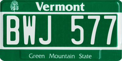 VT license plate BWJ577
