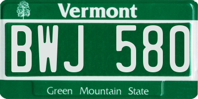 VT license plate BWJ580