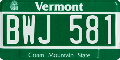 VT license plate BWJ581