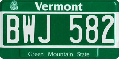 VT license plate BWJ582