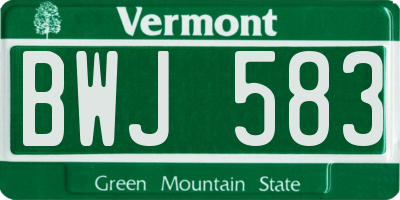 VT license plate BWJ583