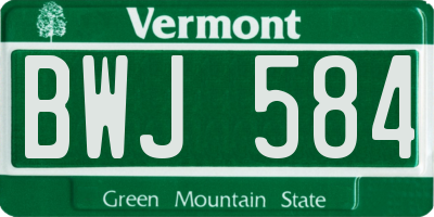 VT license plate BWJ584