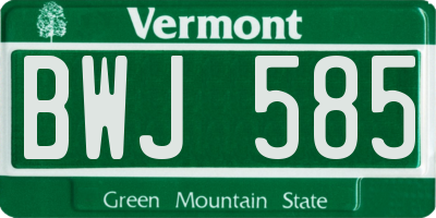 VT license plate BWJ585
