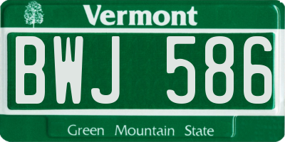 VT license plate BWJ586