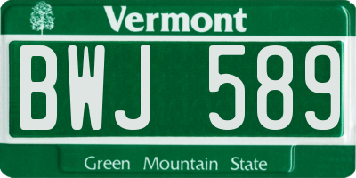 VT license plate BWJ589