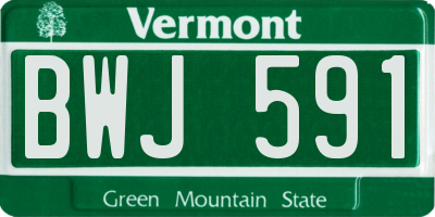 VT license plate BWJ591