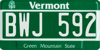 VT license plate BWJ592