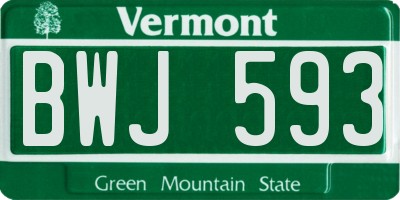 VT license plate BWJ593