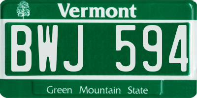 VT license plate BWJ594