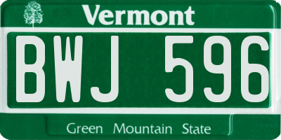 VT license plate BWJ596