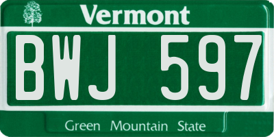 VT license plate BWJ597
