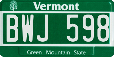 VT license plate BWJ598
