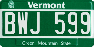 VT license plate BWJ599