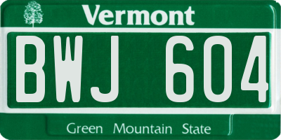VT license plate BWJ604