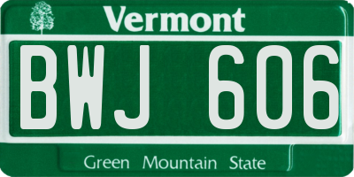 VT license plate BWJ606
