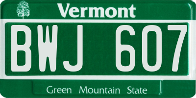 VT license plate BWJ607