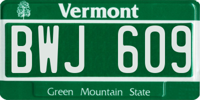 VT license plate BWJ609