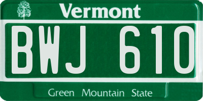 VT license plate BWJ610