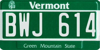 VT license plate BWJ614