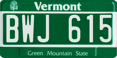 VT license plate BWJ615