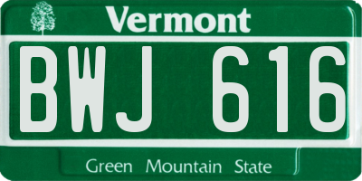 VT license plate BWJ616