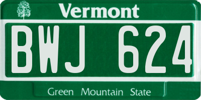 VT license plate BWJ624