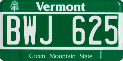 VT license plate BWJ625