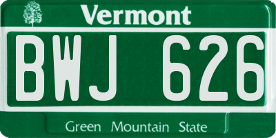VT license plate BWJ626