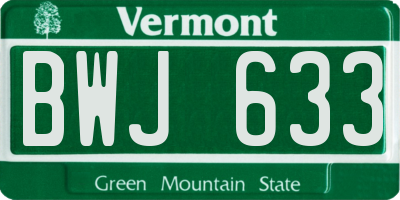 VT license plate BWJ633