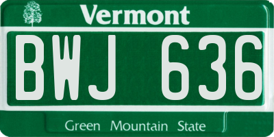 VT license plate BWJ636