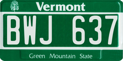 VT license plate BWJ637