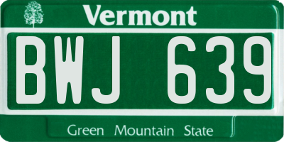 VT license plate BWJ639
