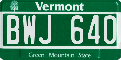 VT license plate BWJ640